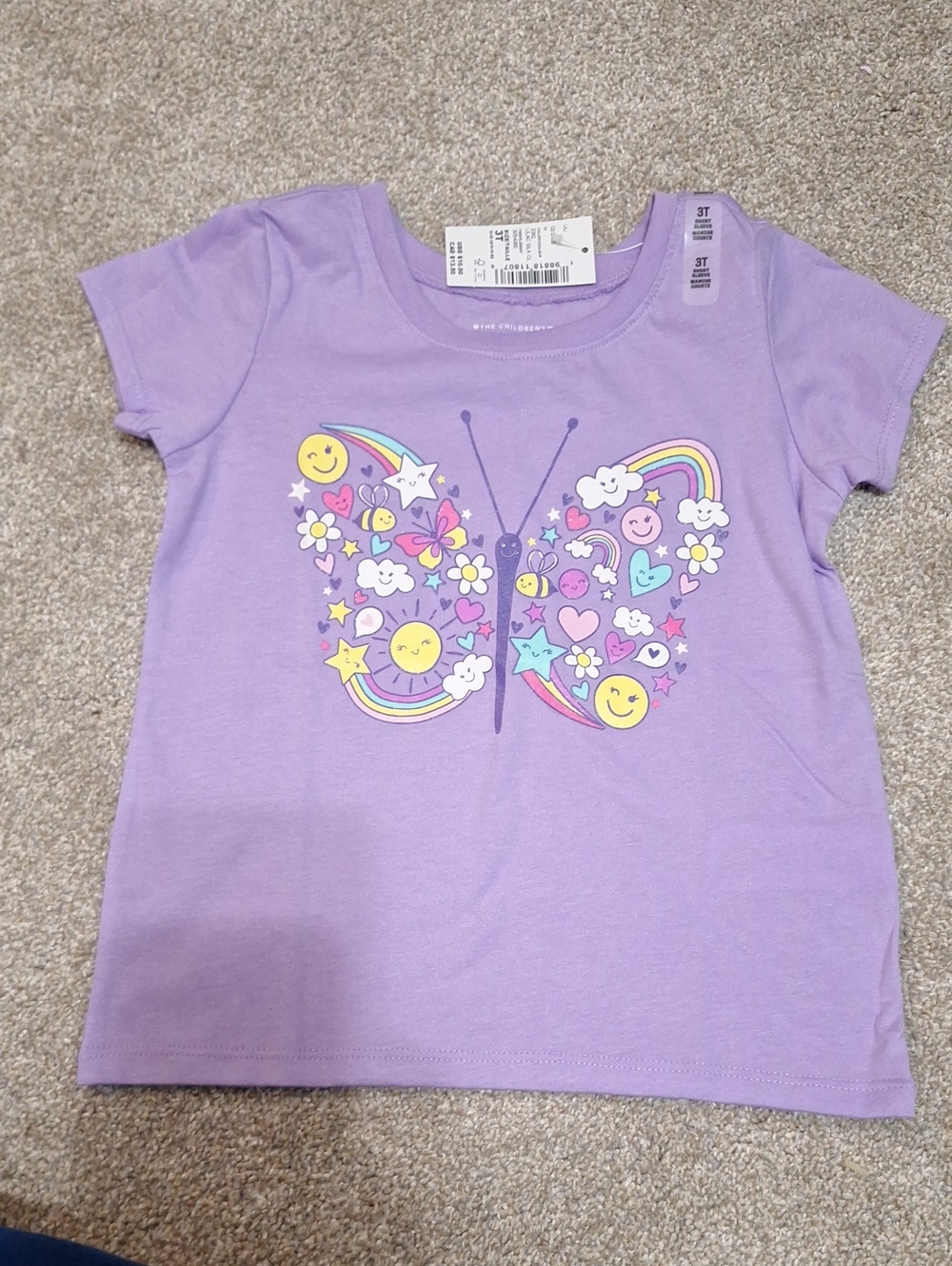 The Children's Place Lilac Short Sleeve Butterfly Graphic Tee